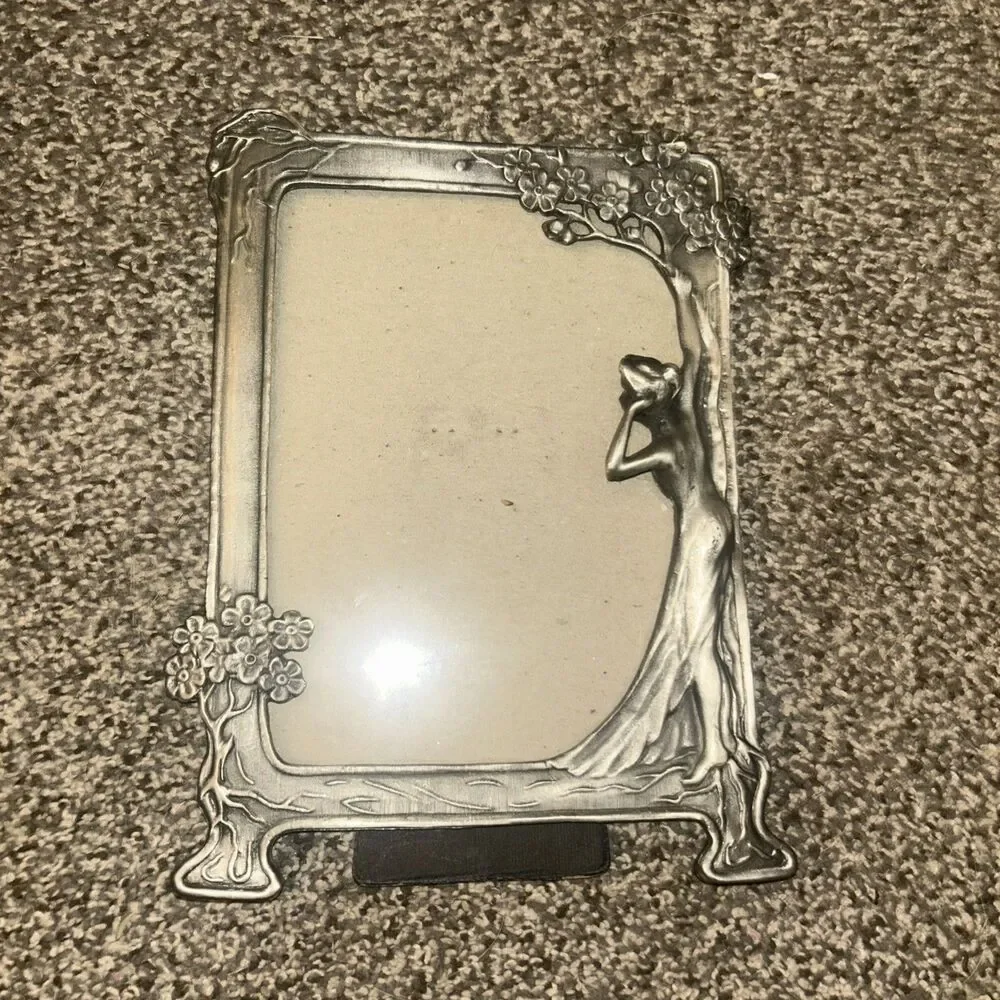 Art Nouveau Silver Lady Easel Mirror The Echo 10